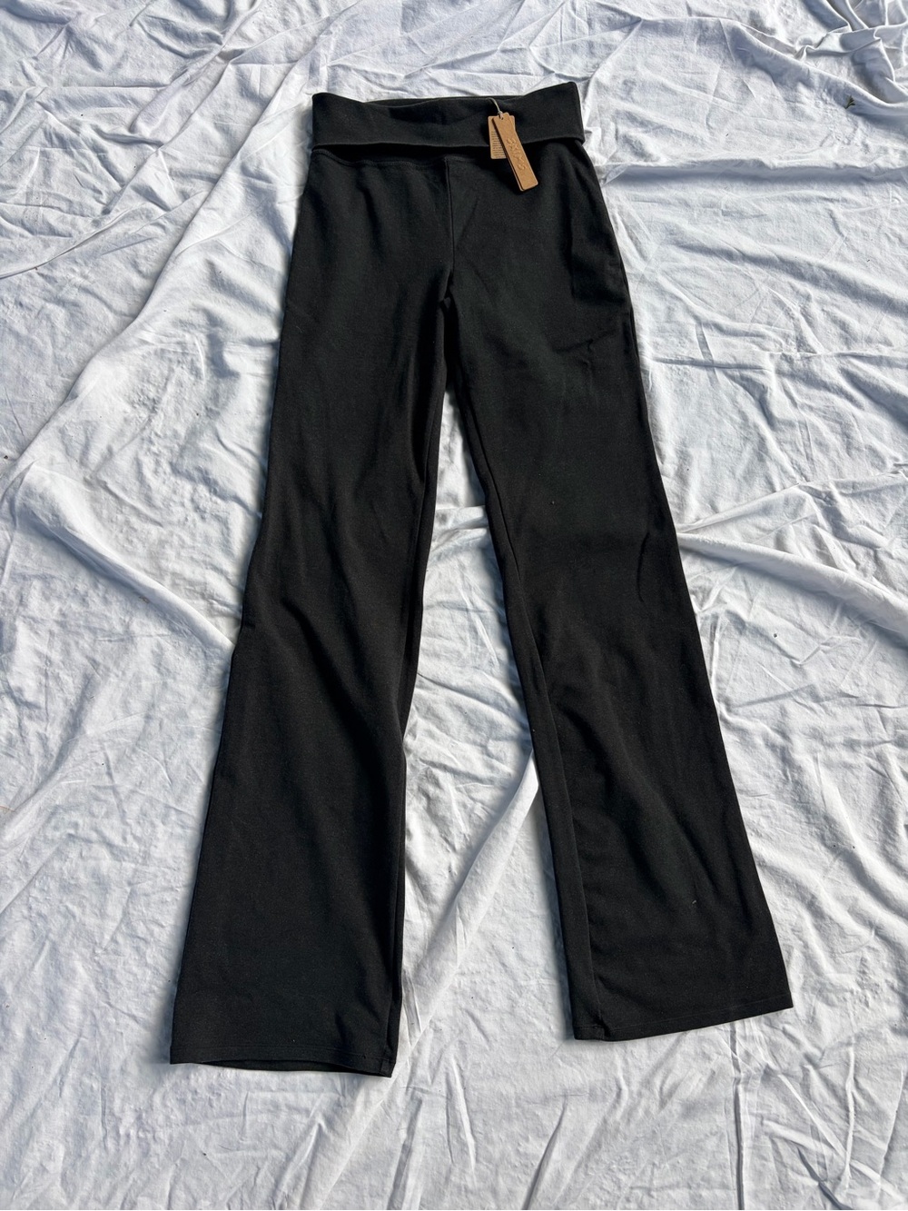 SKIMS Cotton Jersey Foldover Pants in Black